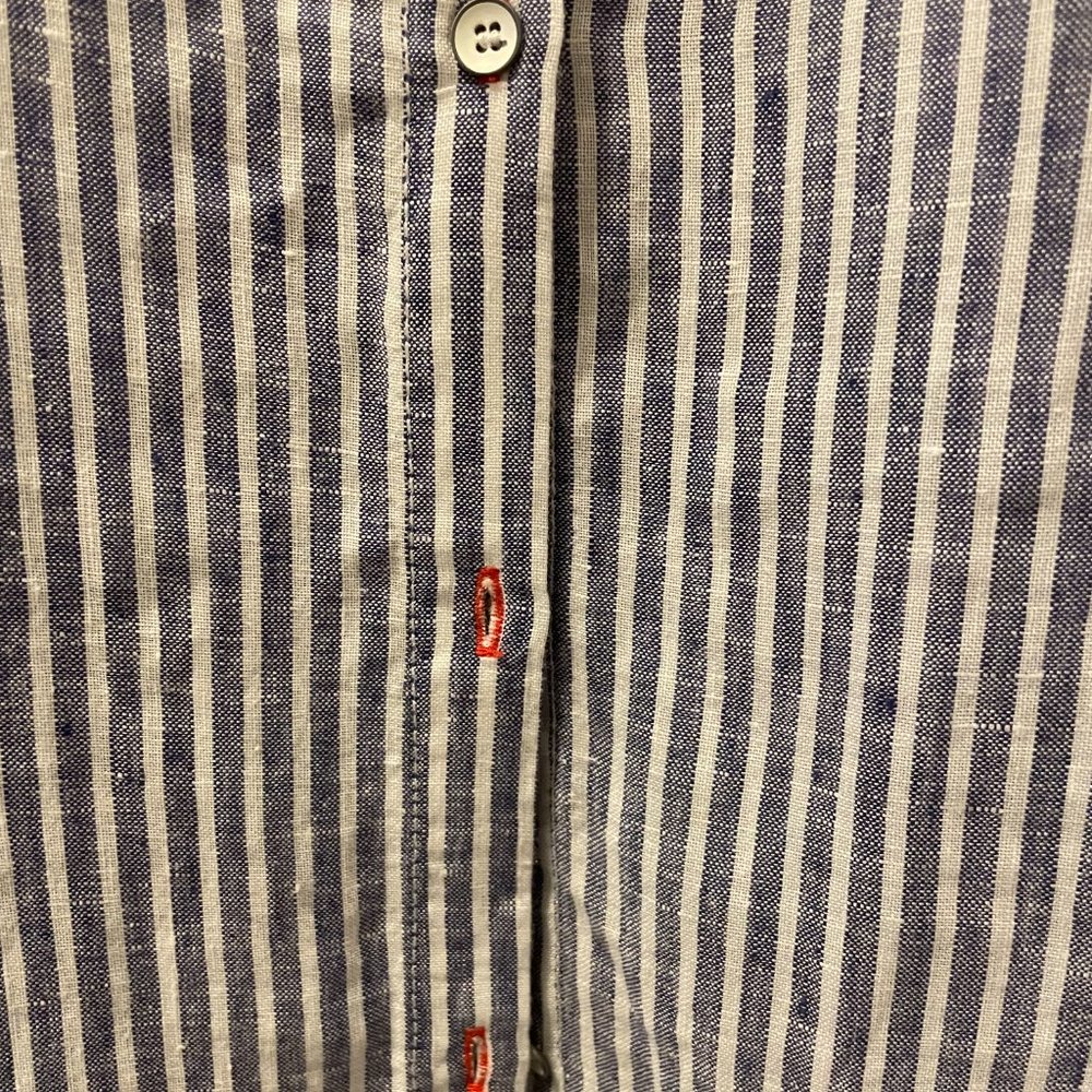 Sigrid Olsen Striped Linen Button Down Shirt With… - image 5